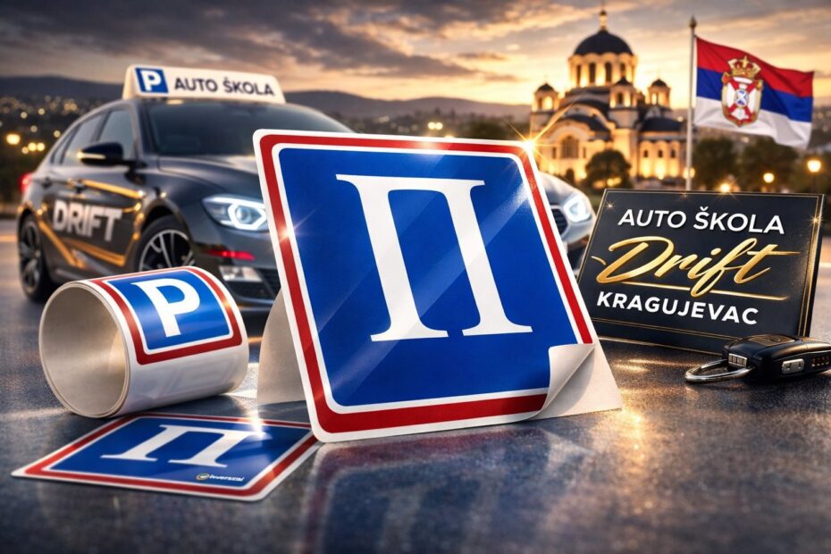 oznaka P samolepljiva auto skola Drift Kragujevac